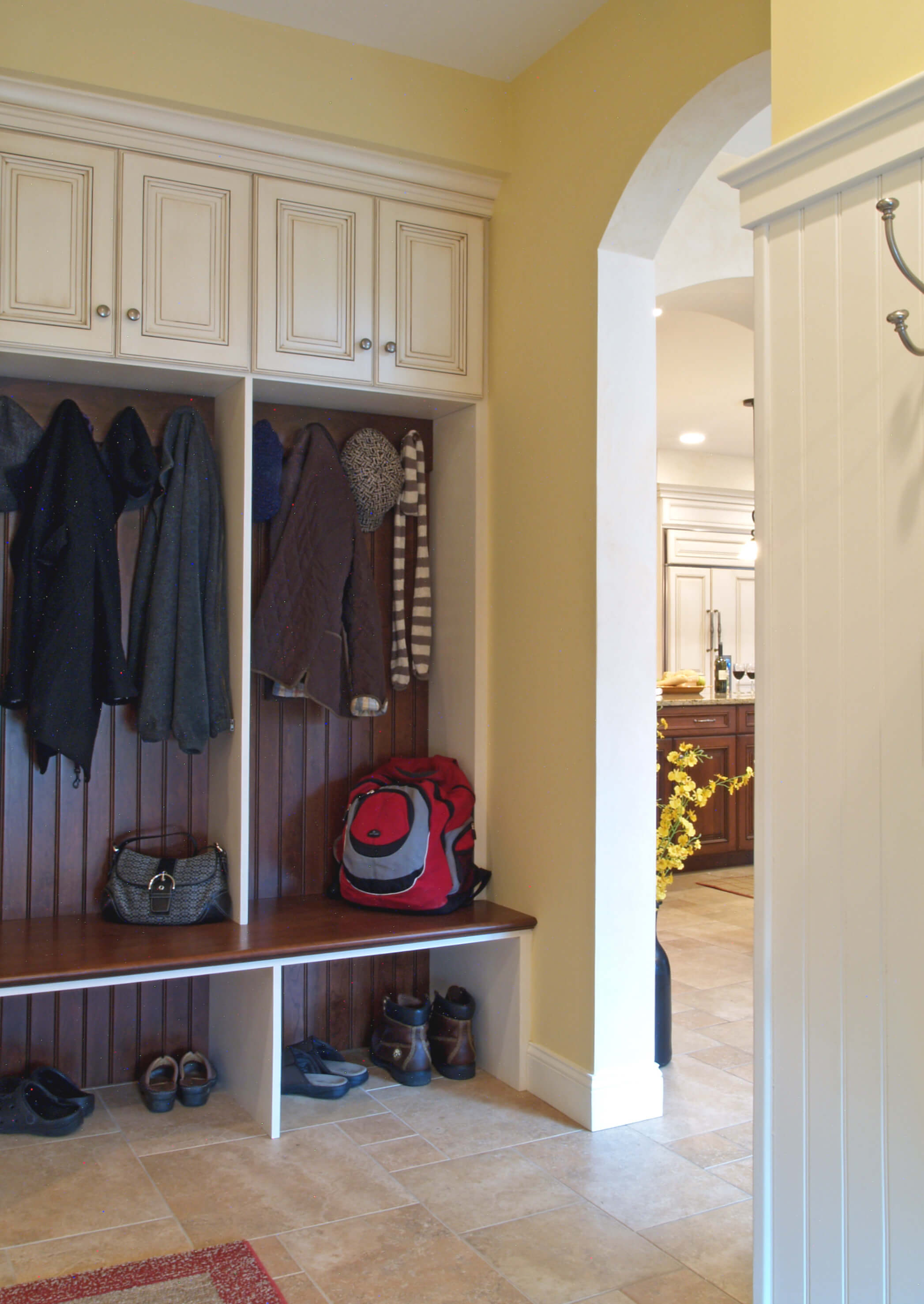 monterey entryway cubbie shelf with coat hooks