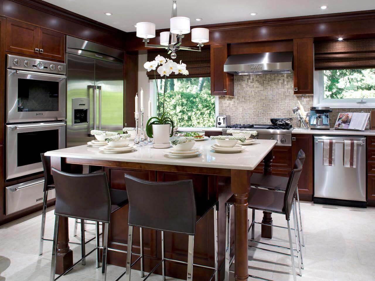 pictures of kitchen islands with table seating