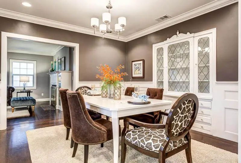 Brown and White Dining Room