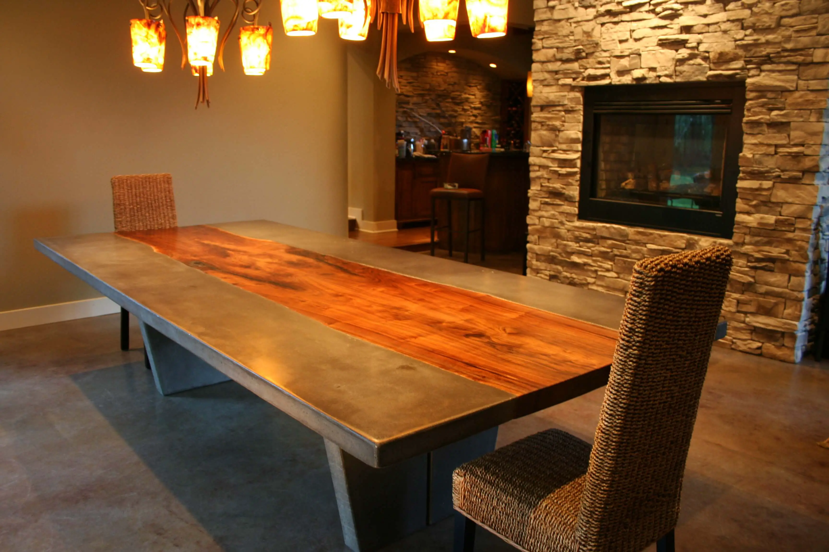 Wood and Stone Dining Room