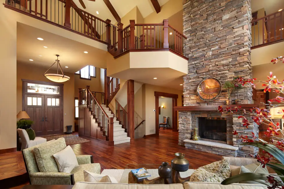 Living Rooms Stone Fireplaces