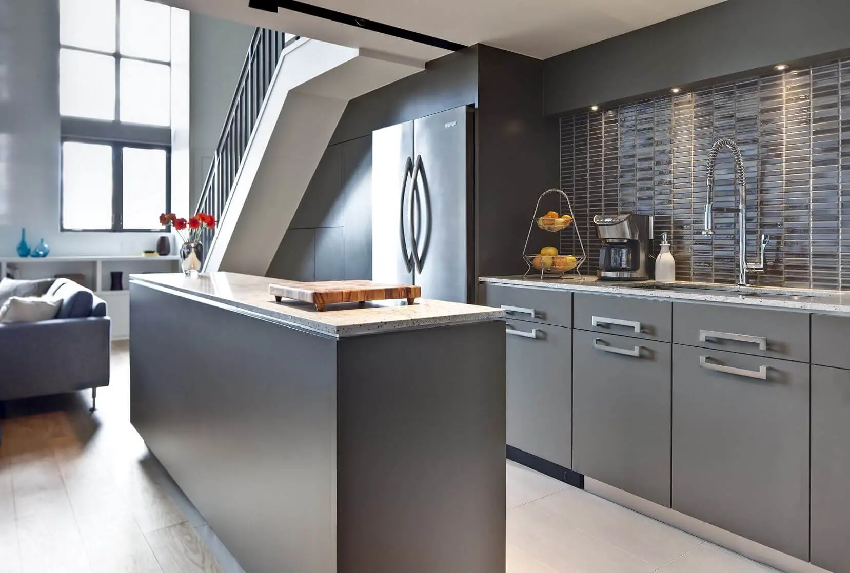 Contemporary Gray Kitchen Cabinets