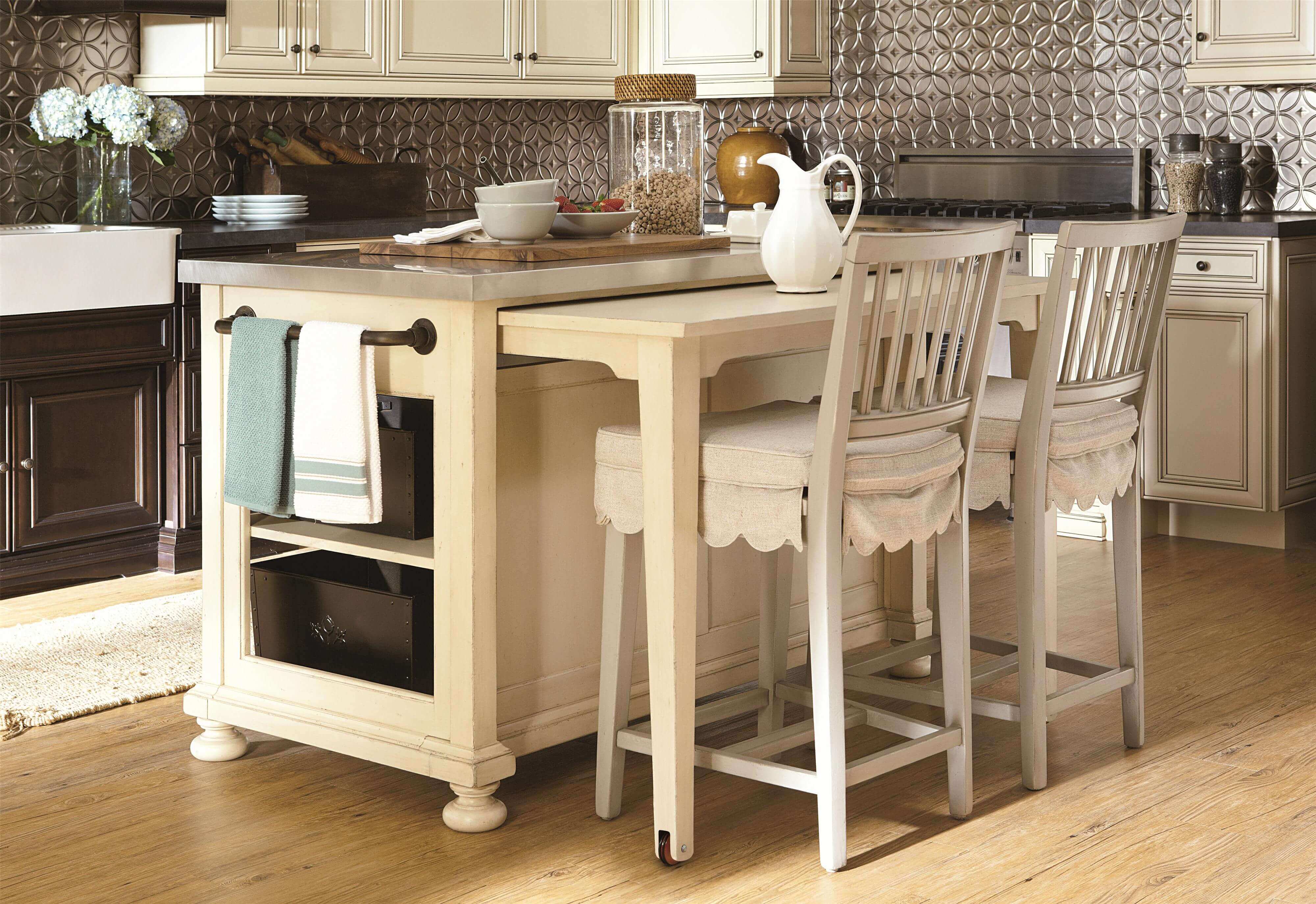 Movable Kitchen Island with Seating