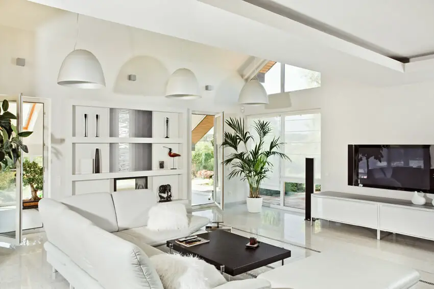 Bright White Casual Living Room Design