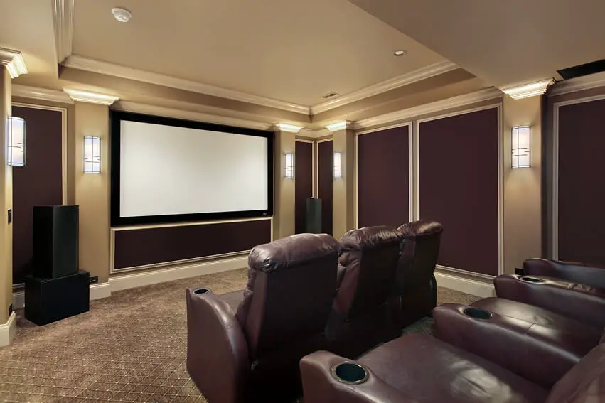 Home Theater With Leather Recliners