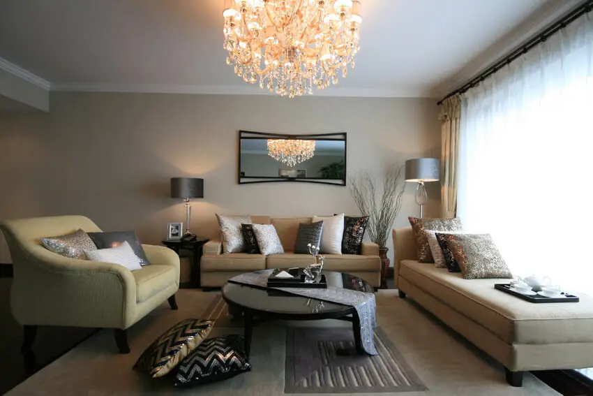 Living Room With Modern Chandelier