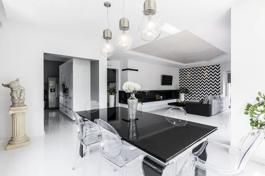 modern black and white dining room