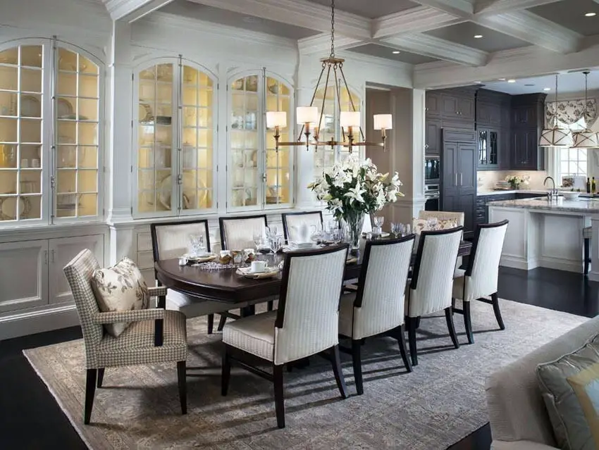 traditional dining room with open layout to kitchen