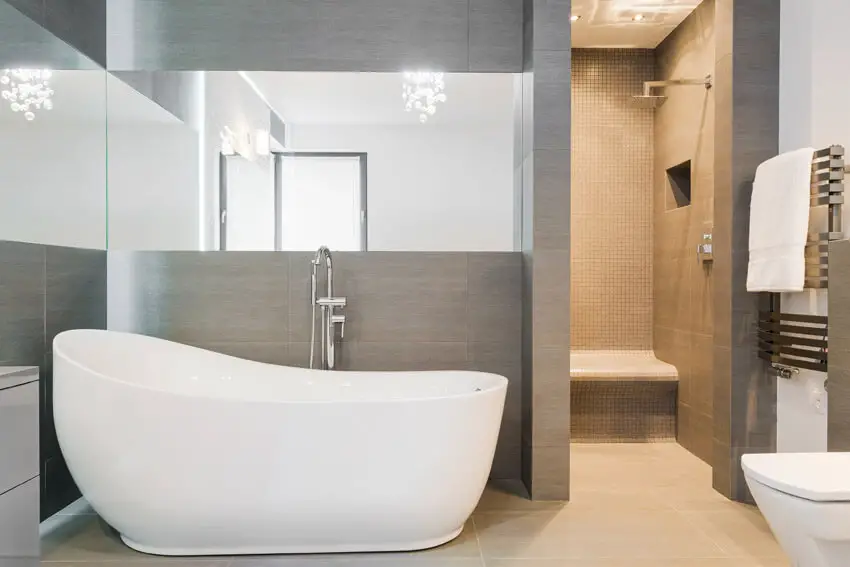 upscale designer bathroom in modern home
