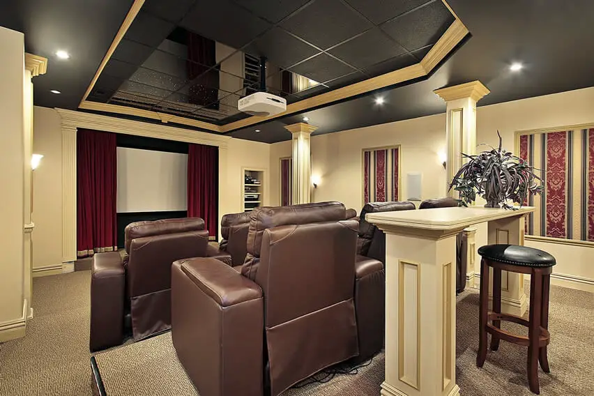 Upscale Home Theater With Projector Screen