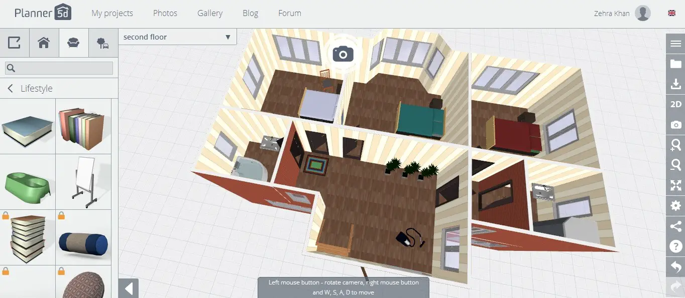Planner 5D webapp for floor plan designing