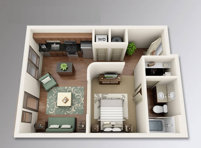 Single bedroom apartment plan