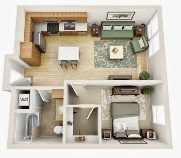 Square mini apartment design