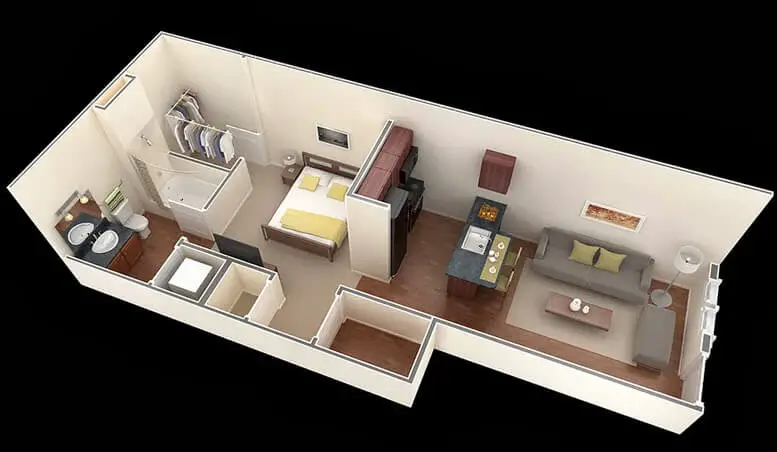 apartment floor plan in 3D