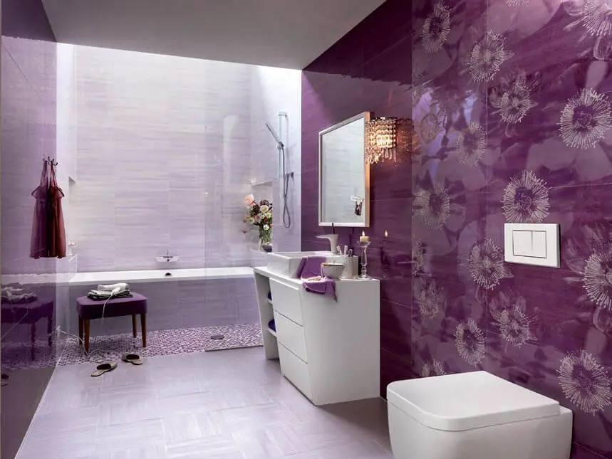 Lilac bathroom ceramics decor