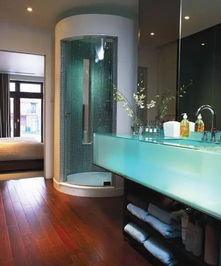 Original design of bathroom with transparent sink