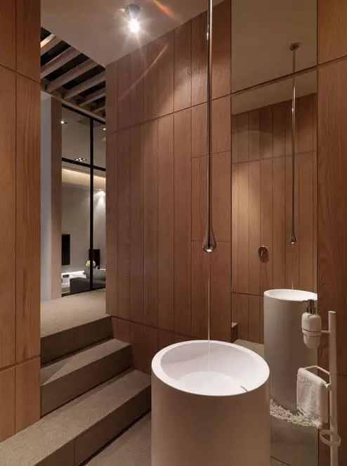 Original design of wooden bathroom