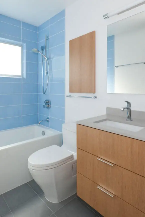 Small bathroom with white and blue
