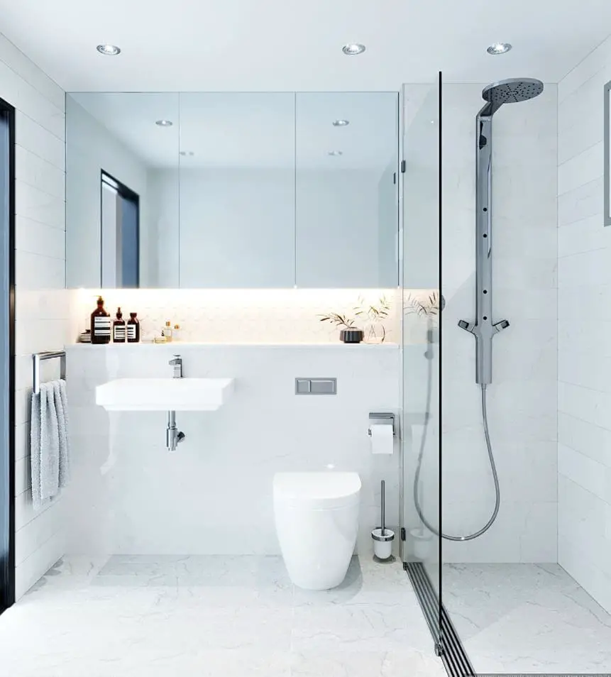 White minimalist bathroom design
