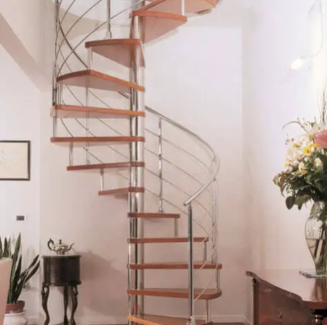 Chrome spiral staircase design