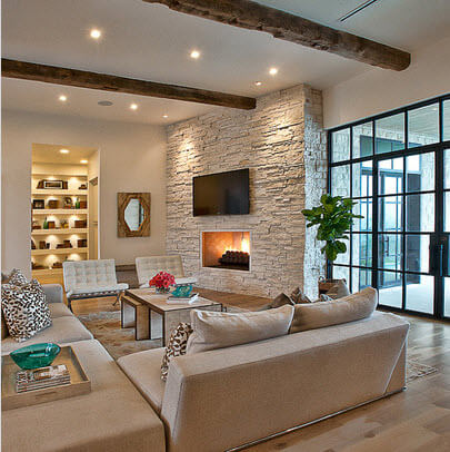 Impeccable living room with rustic details