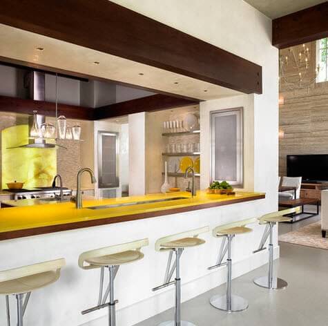Lemon colored kitchen bar