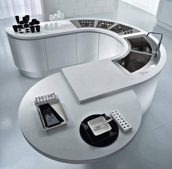 Modern oval kitchen island design