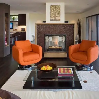 Modern room with fireplace