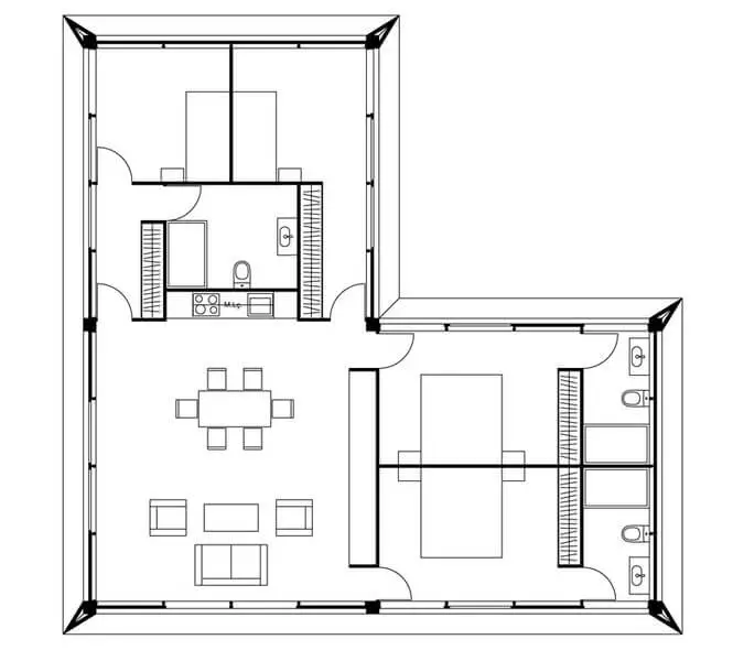 Small house three bedrooms floor plan
