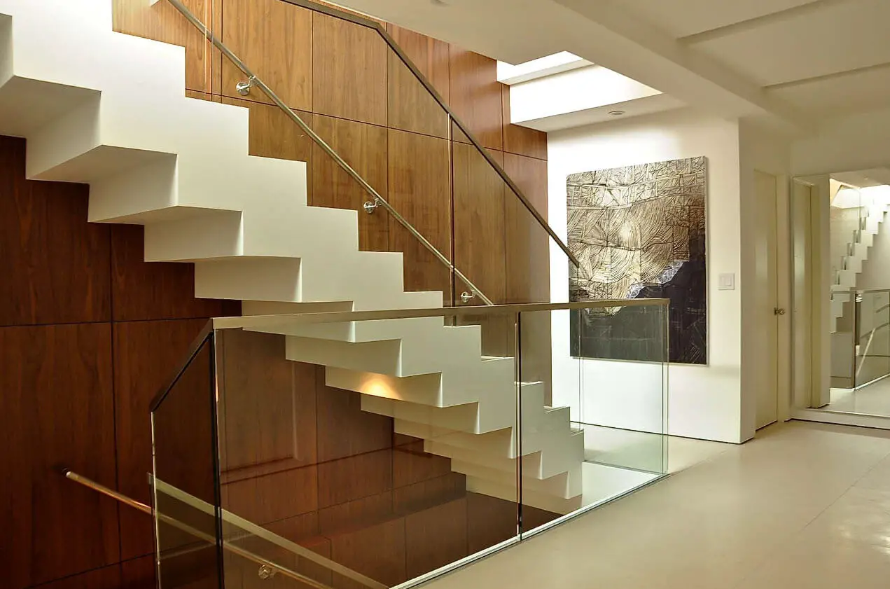 modern concrete and glass staircase