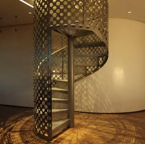 perforated metal spiral staircase design