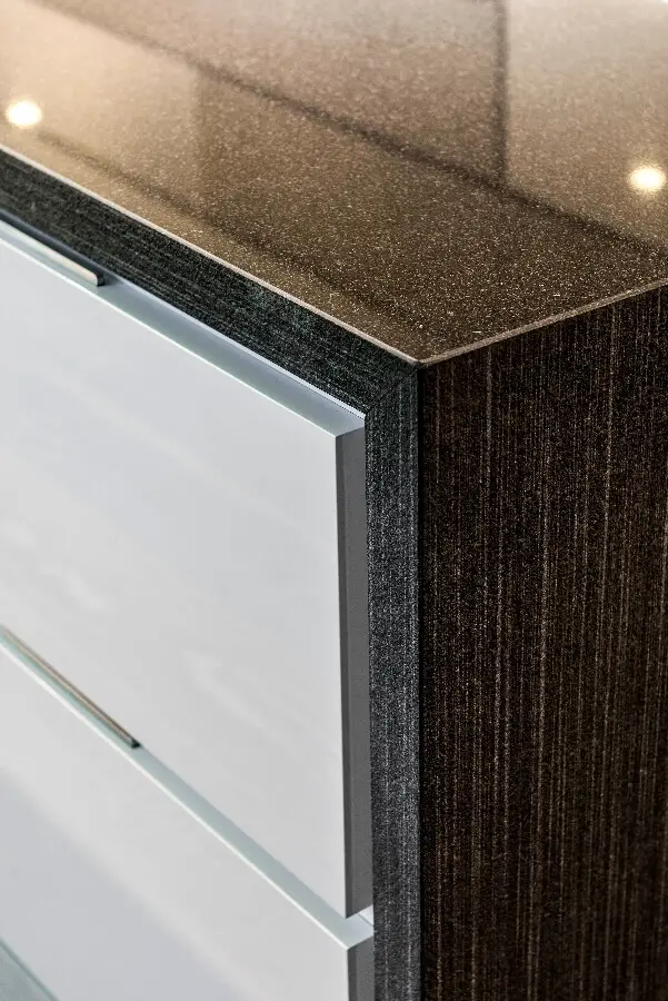 Wood finishes of kitchen furniture details