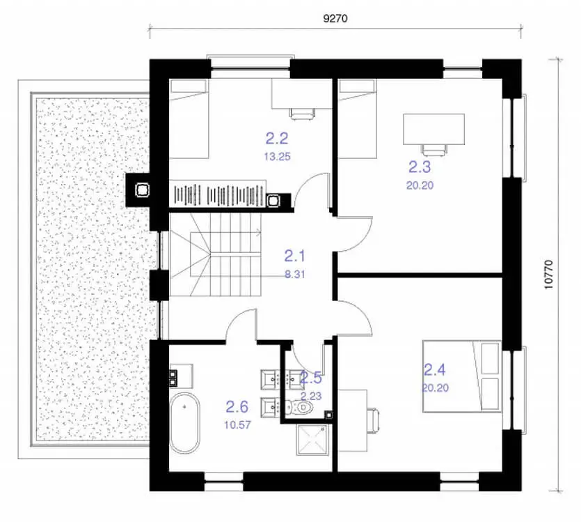 394 square feet floor plan - second floor