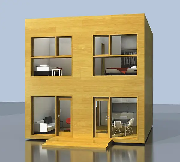 Small two-story modular house