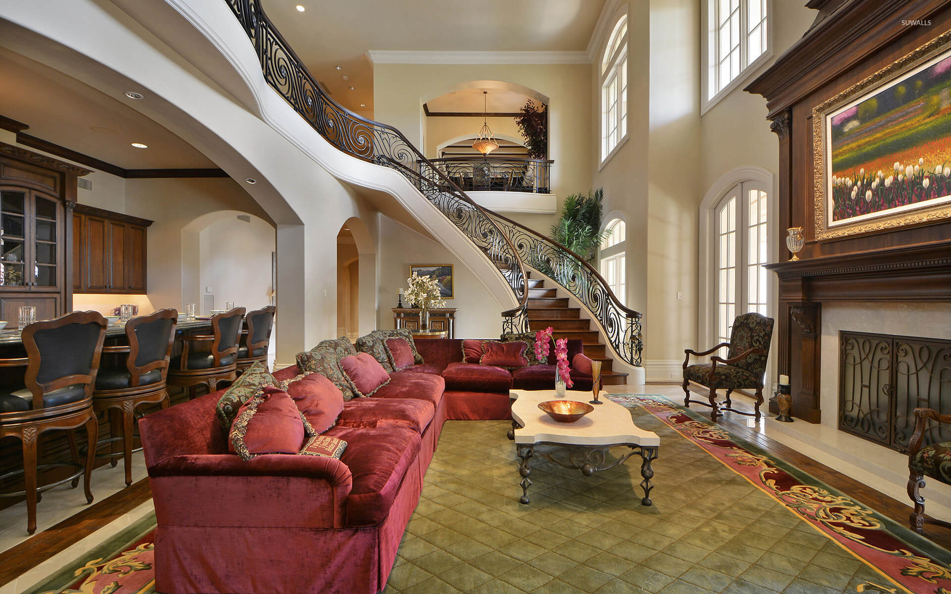 red mansion living room