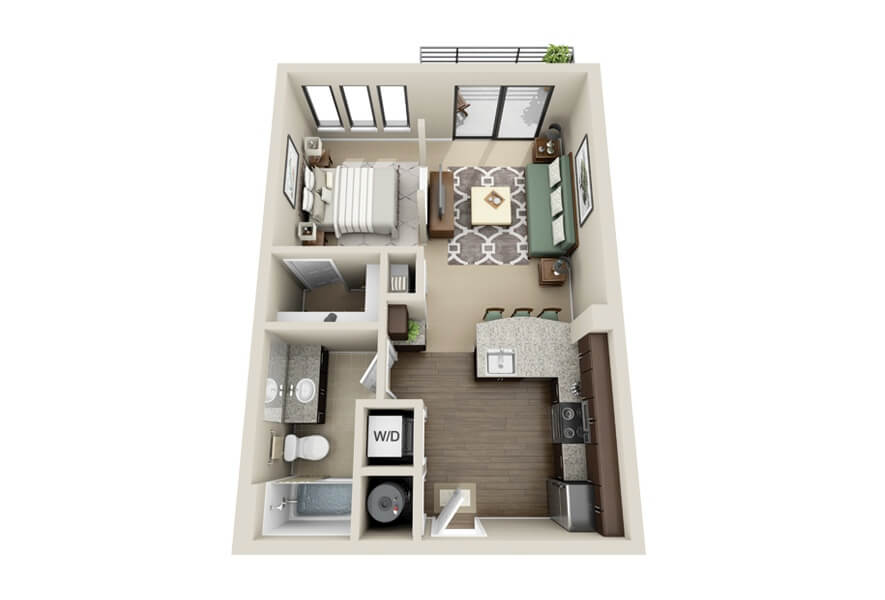 Small Apartments with Bedroom (Plans & Designs)